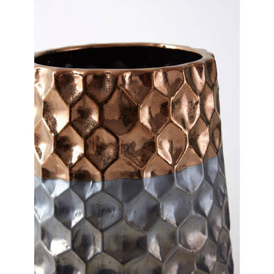 Orsina Galaxy Large Ceramic Vase – Silver Honeycomb Geometric Decor