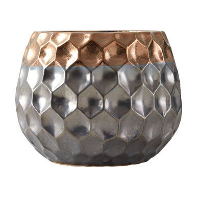 Orsina Galaxy Large Ceramic Planter – Metallic Honeycomb Plant Pot
