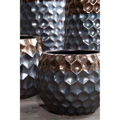 Orsina Galaxy Large Ceramic Planter – Metallic Honeycomb Plant Pot