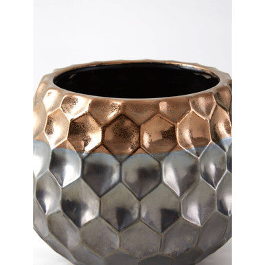 Orsina Galaxy Large Ceramic Planter – Metallic Honeycomb Plant Pot
