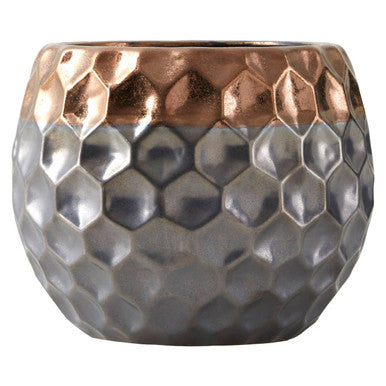 Orsina Galaxy Small Ceramic Planter – Metallic Honeycomb Indoor Pot