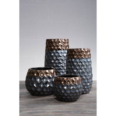 Orsina Galaxy Small Ceramic Planter – Metallic Honeycomb Indoor Pot
