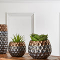 Orsina Galaxy Large Ceramic Planter – Metallic Honeycomb Plant Pot