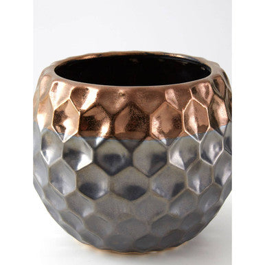 Orsina Galaxy Small Ceramic Planter – Metallic Honeycomb Indoor Pot