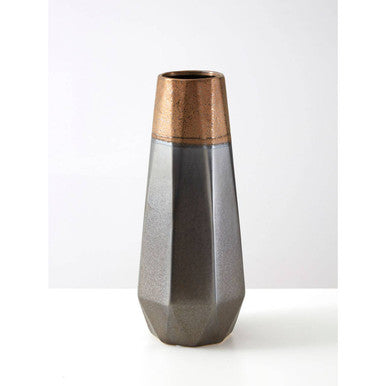 Orsina Jet Small Metallic Vase – Distressed Silver Modern Table Decor