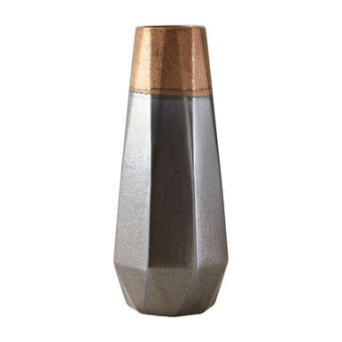 Orsina Jet Small Metallic Vase – Distressed Silver Modern Table Decor