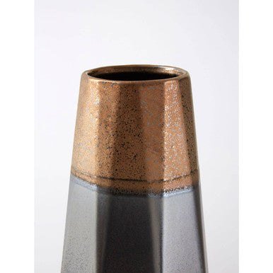 Orsina Jet Small Metallic Vase – Distressed Silver Modern Table Decor