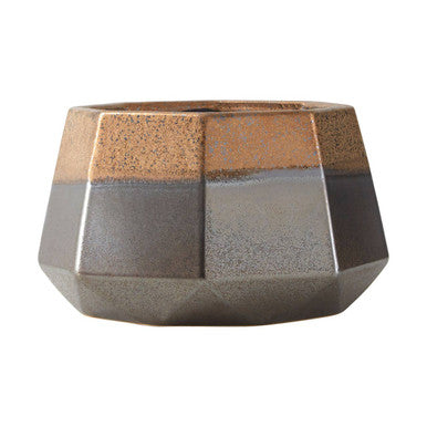 Orsina Jet Large Metallic Silver Porcelain Planter | Hexagonal Pot