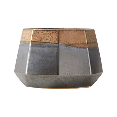 Orsina Jet Small Metallic Porcelain Planter – Hexagonal Succulent Pot