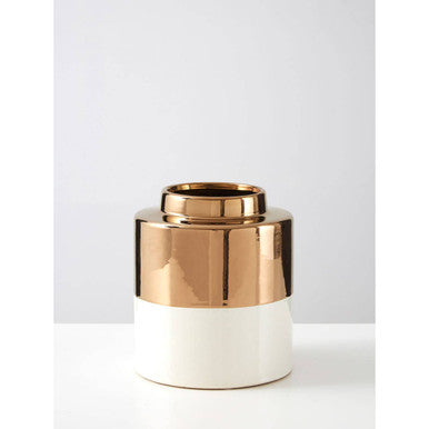 Orsina Stellar Small Metallic Vase – White Porcelain with Gold Trim
