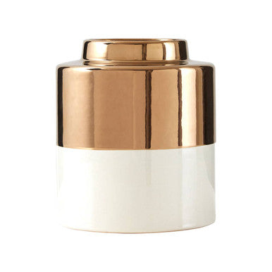 Orsina Stellar Small Metallic Vase – White Porcelain with Gold Trim
