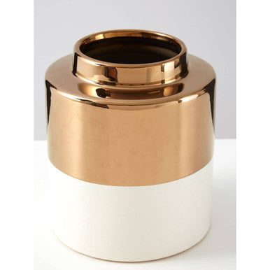 Orsina Stellar Small Metallic Vase – White Porcelain with Gold Trim
