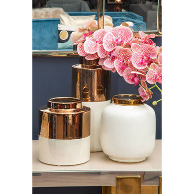 Orsina Stellar White Porcelain Vase with Gold Trim – Modern Decor