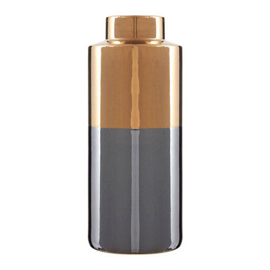 Orsina Stellar Grey Large Metallic Porcelain Vase with Gold Accents