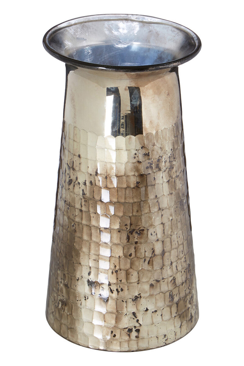 Orsina Gaia Glass Vase – Antique Metallic Finish Tapered Centerpiece