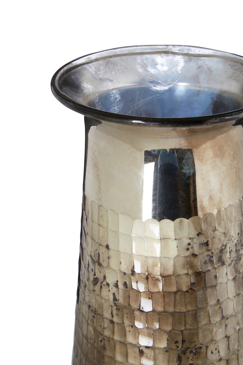 Orsina Gaia Glass Vase – Antique Metallic Finish Tapered Centerpiece