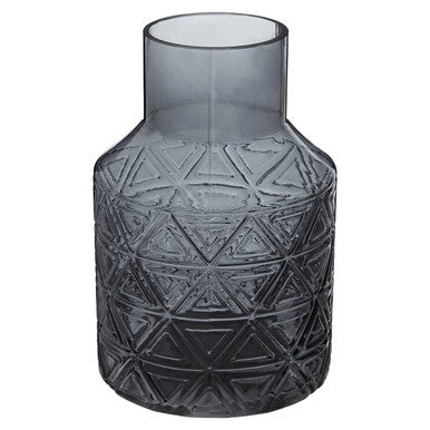 Orsina Dakota Dark Grey Glass Vase – Geometric Fluted Sculptural Decor