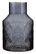 Orsina Dakota Dark Grey Glass Vase – Geometric Fluted Sculptural Decor