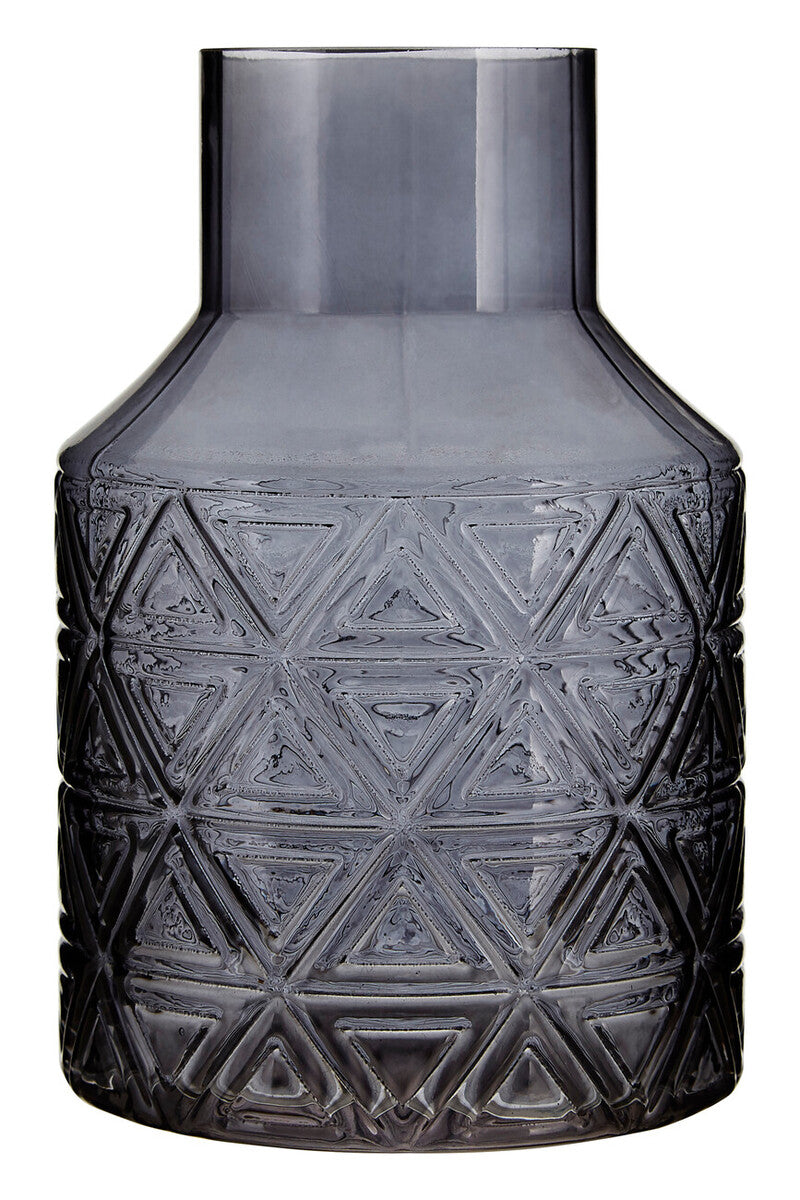 Orsina Dakota Dark Grey Glass Vase – Geometric Fluted Sculptural Decor