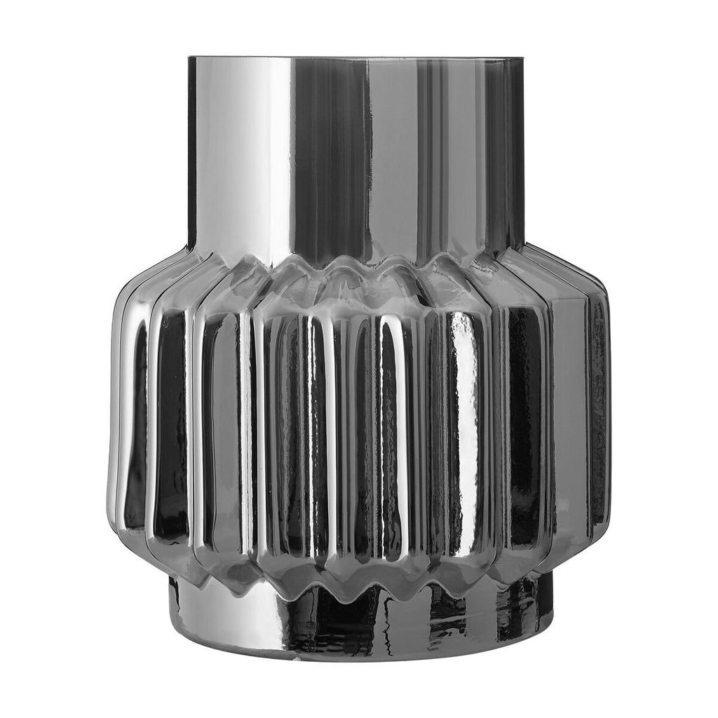 Orsina Onice Silver Small Glass Vase – Ribbed Antique Industrial Decor