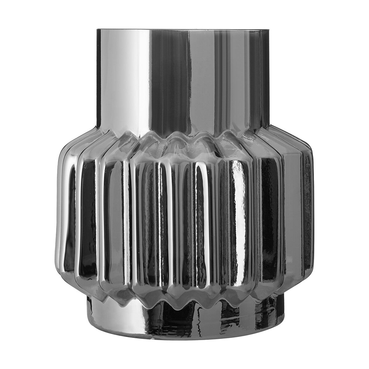 Orsina Onice Silver Small Glass Vase – Ribbed Antique Industrial Decor