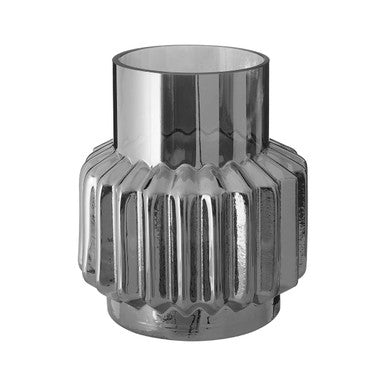 Orsina Onice Silver Small Glass Vase – Ribbed Antique Industrial Decor