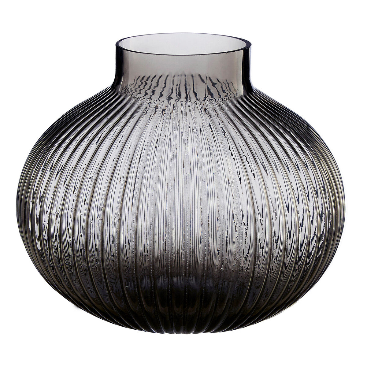 Orsina Nullah Small Smoked Grey Glass Vase – Spherical Modern Decor