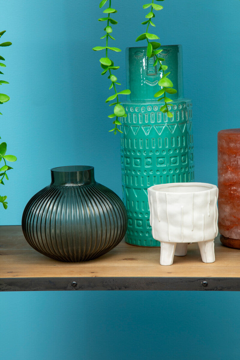 Orsina Nullah Small Smoked Grey Glass Vase – Spherical Modern Decor