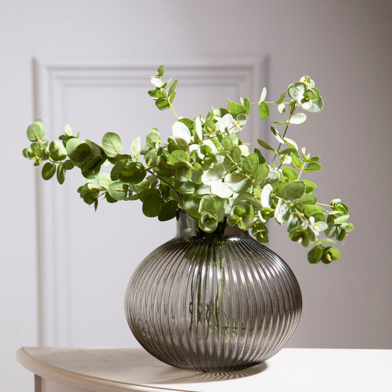 Orsina Nullah Small Smoked Grey Glass Vase – Spherical Modern Decor