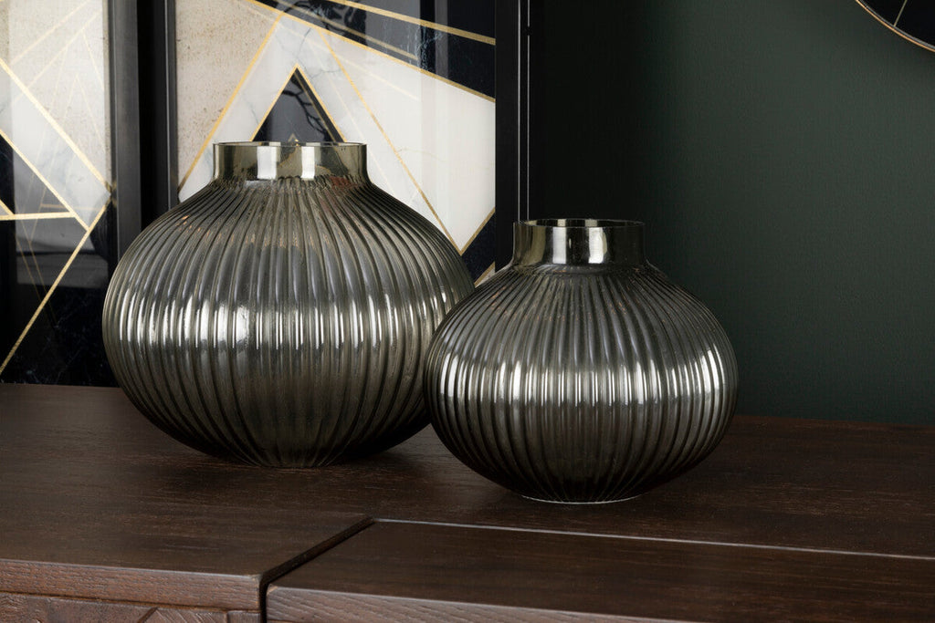 Orsina Nullah Small Smoked Grey Glass Vase – Spherical Modern Decor