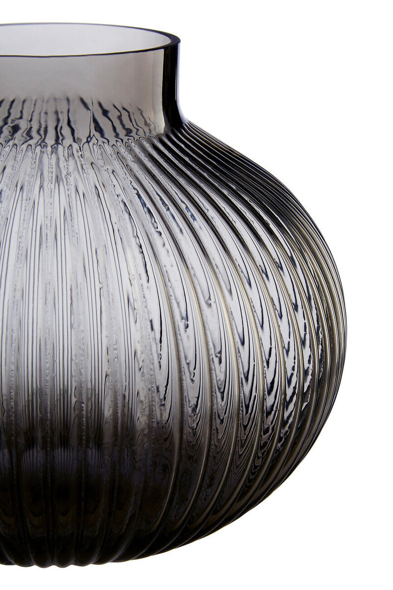 Orsina Nullah Small Smoked Grey Glass Vase – Spherical Modern Decor