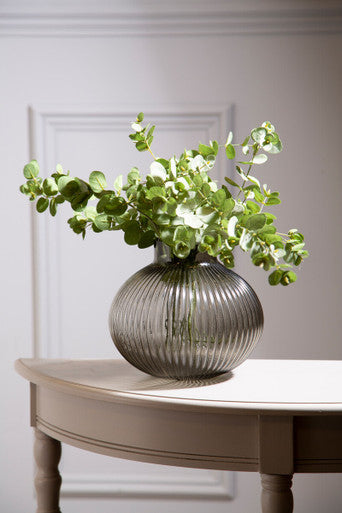 Orsina Nullah Large Smoked Grey Glass Vase – Champagne Finish Decor
