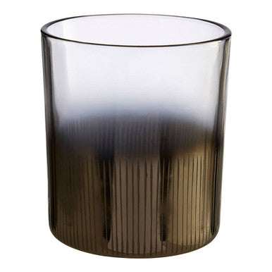 Orsina Silver Glass Tealight Holder – Textured Smoked Candle Decor
