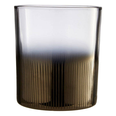 Orsina Silver Glass Tealight Holder – Textured Smoked Candle Decor