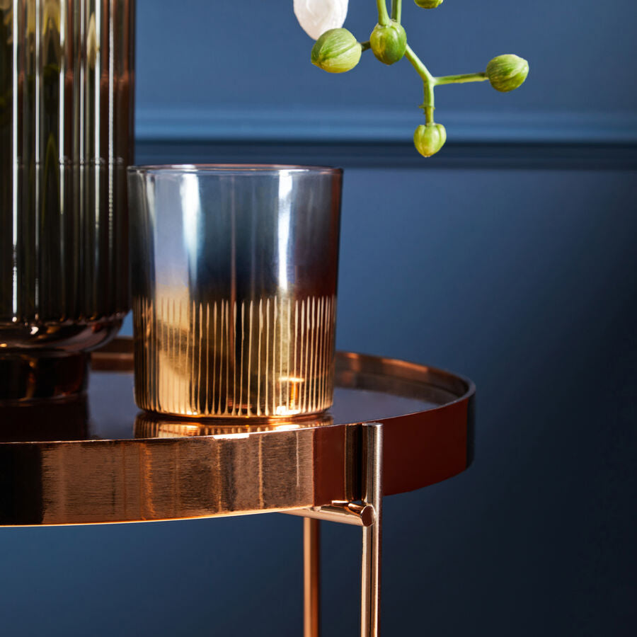 Orsina Gold Glass Tealight Holder – Textured Modern Candleholder
