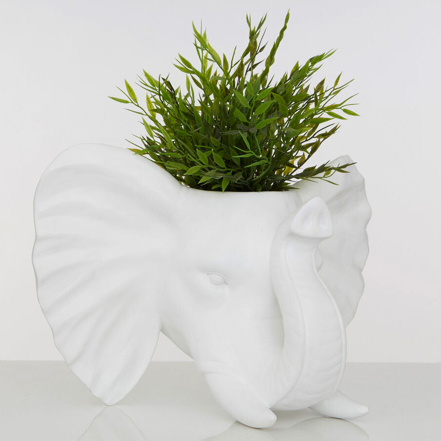 Orsina Boho Elephant Planter | White Resin Succulent Pot for Indoor Decor