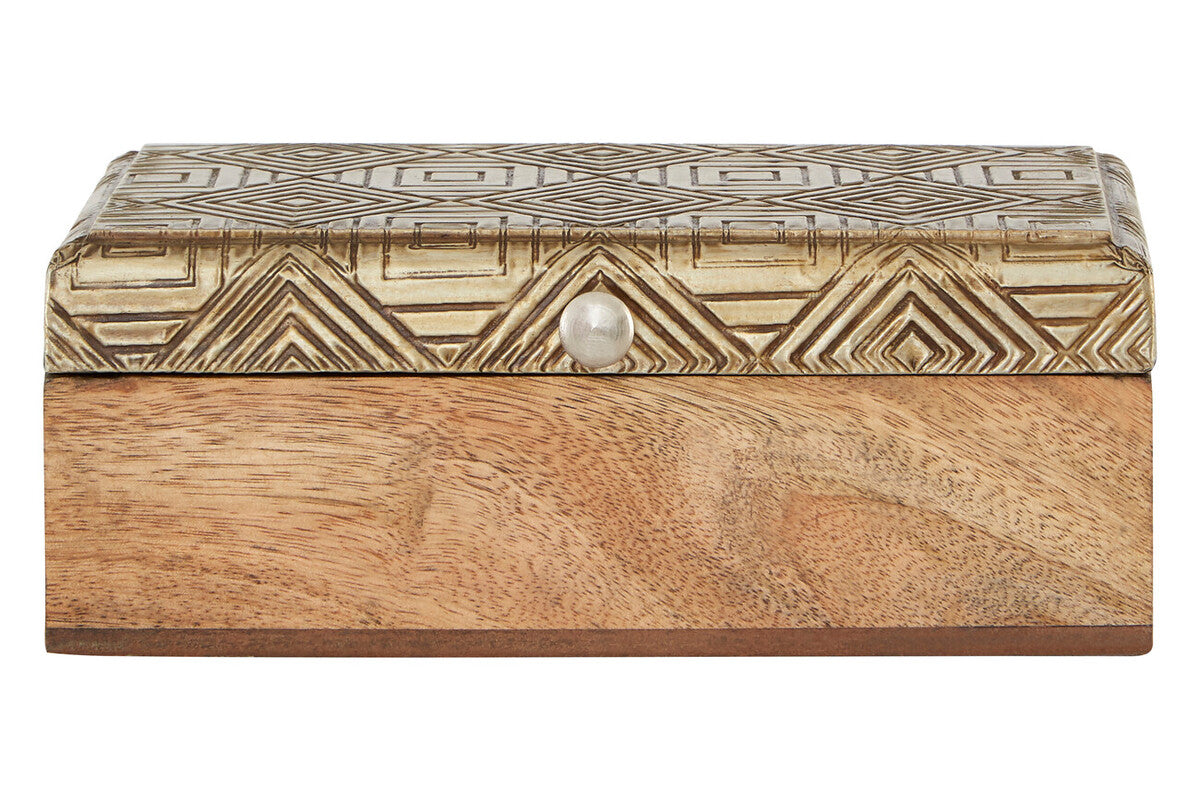 Orsina Tribal Small Trinket Box – Handcrafted Wood and Metal Jewelry Case