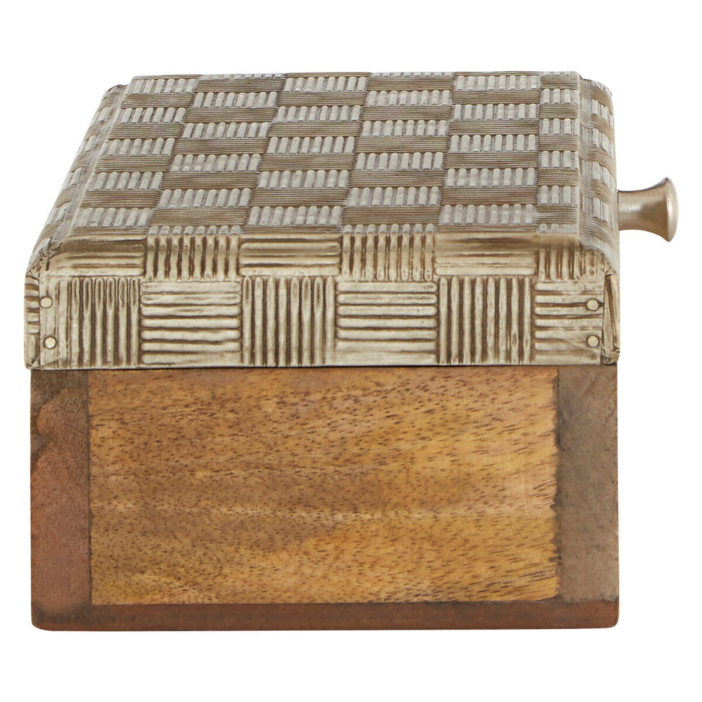 Orsina Tribal Small Trinket Box – Handcrafted Wood and Metal Jewelry Case