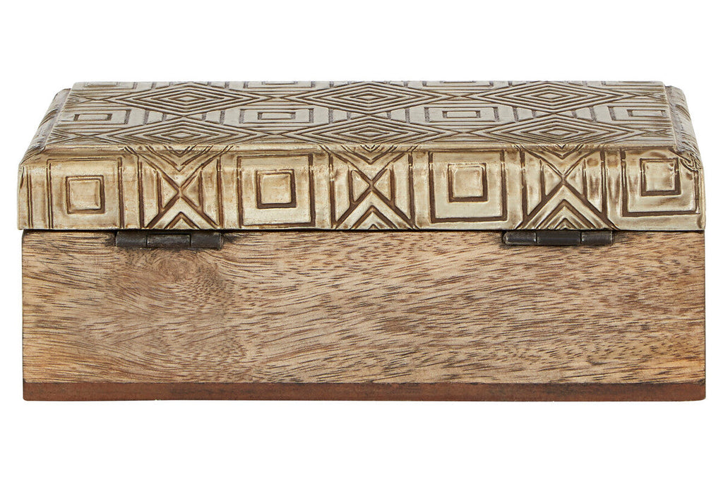 Orsina Tribal Small Trinket Box – Handcrafted Wood and Metal Jewelry Case