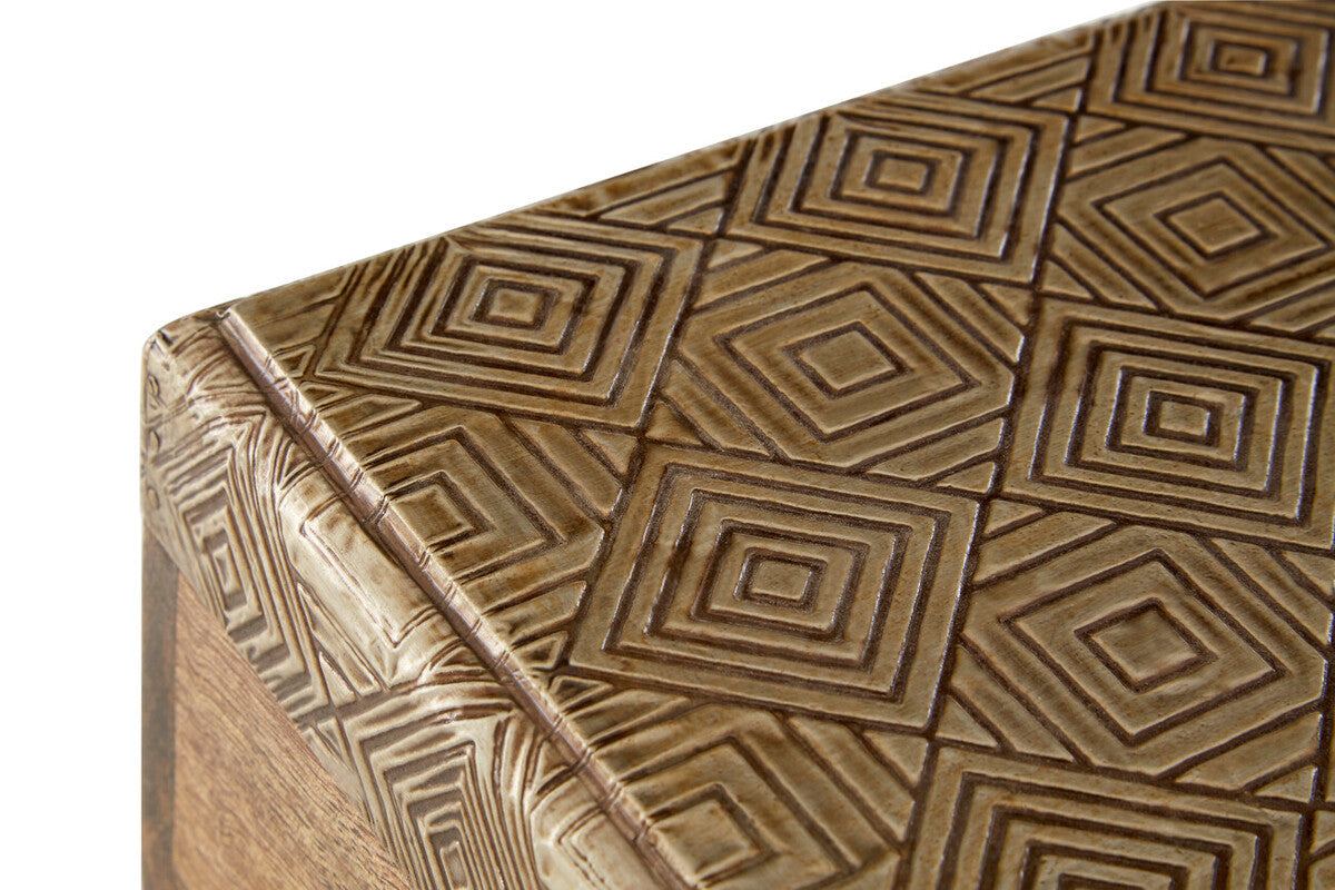Orsina Tribal Small Trinket Box – Handcrafted Wood and Metal Jewelry Case