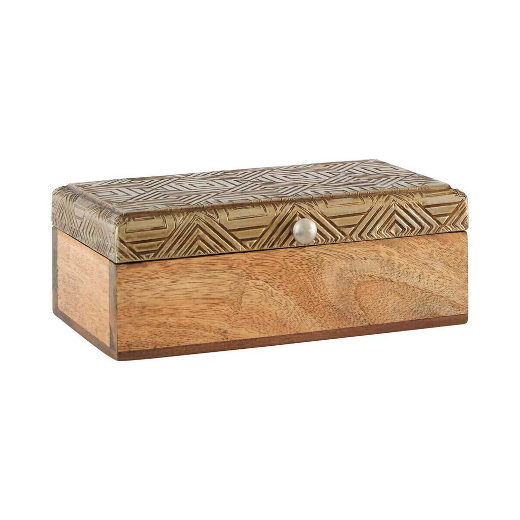 Orsina Tribal Small Trinket Box – Handcrafted Wood and Metal Jewelry Case