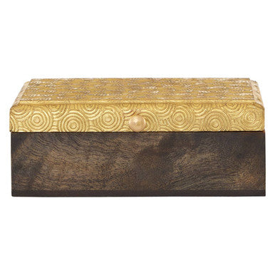 Orsina Gold Disc Small Trinket Box – Handcrafted Wood Jewelry Case