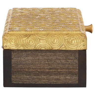 Orsina Gold Disc Small Trinket Box – Handcrafted Wood Jewelry Case
