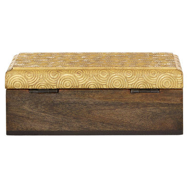 Orsina Gold Disc Small Trinket Box – Handcrafted Wood Jewelry Case