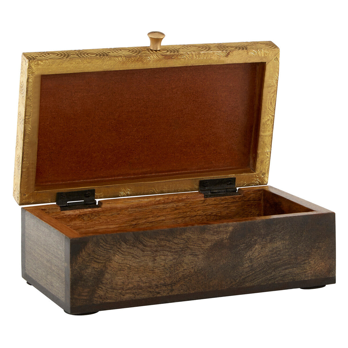 Orsina Gold Disc Small Trinket Box – Handcrafted Wood Jewelry Case