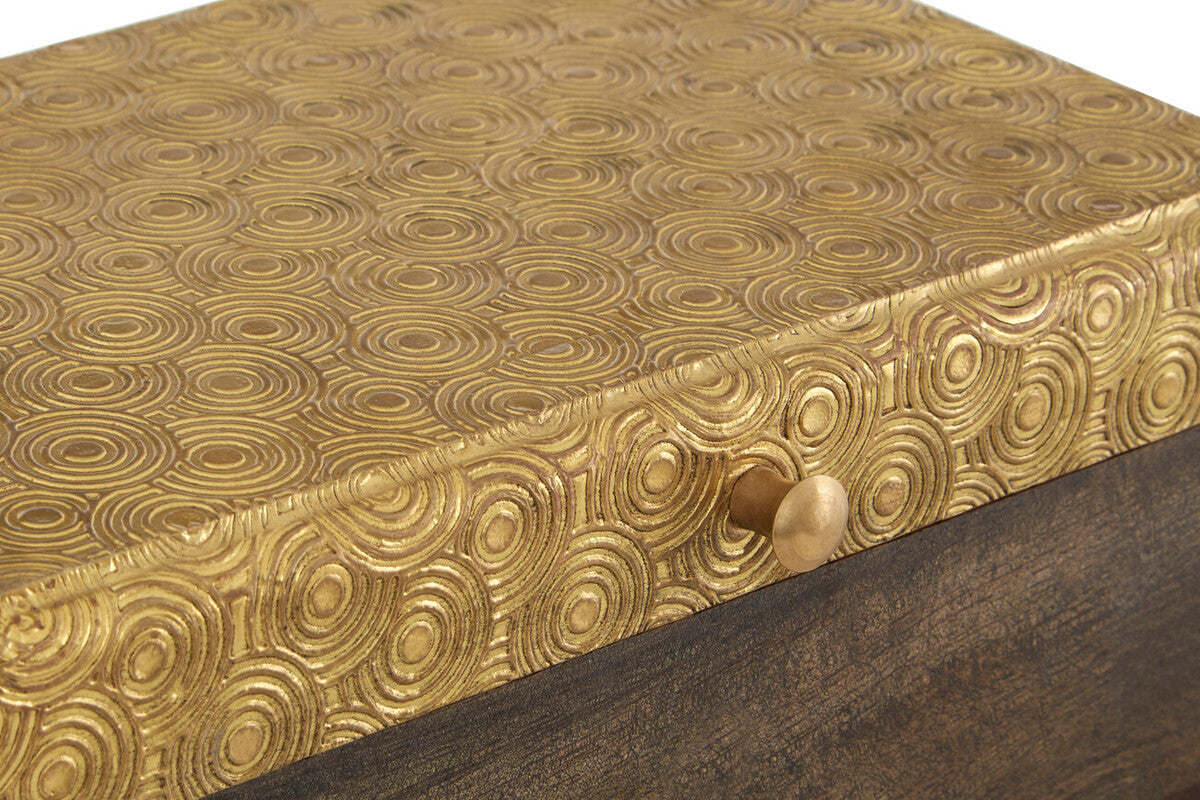 Orsina Gold Disc Small Trinket Box – Handcrafted Wood Jewelry Case