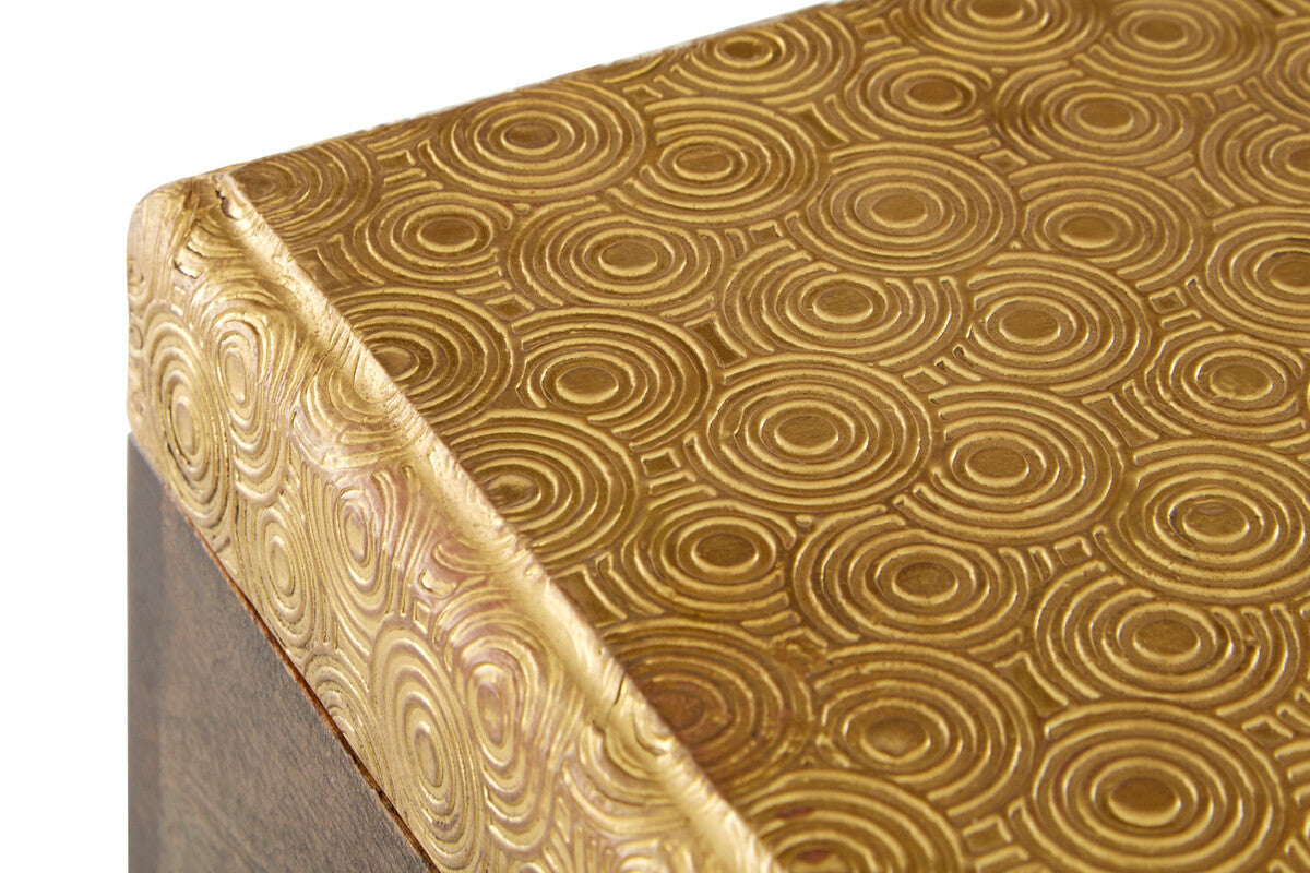 Orsina Gold Disc Small Trinket Box – Handcrafted Wood Jewelry Case