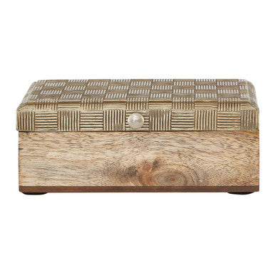 Orsina Bowerbird Metallic Hatched Mango Wood Small Trinket Box
