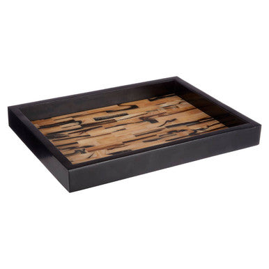 Orsina Rova Decorative Tray – Geometric Wood Grain Serving Tray