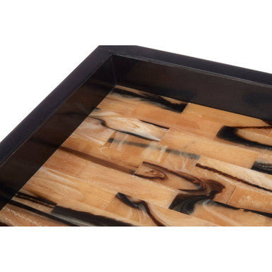Orsina Rova Decorative Tray – Geometric Wood Grain Serving Tray